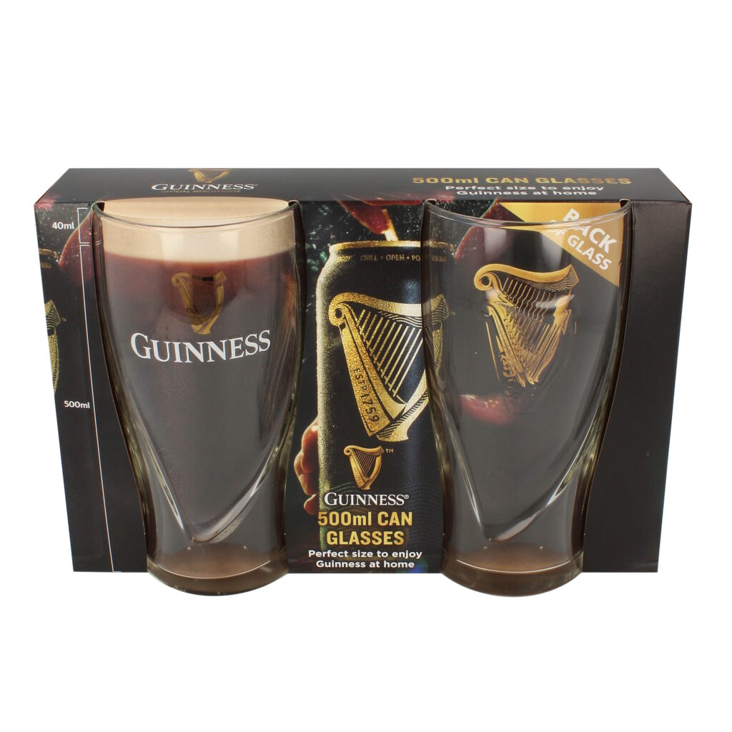 GUINNESS – EMBOSSED “CAN” PINT GLASS SET (2-PACK)