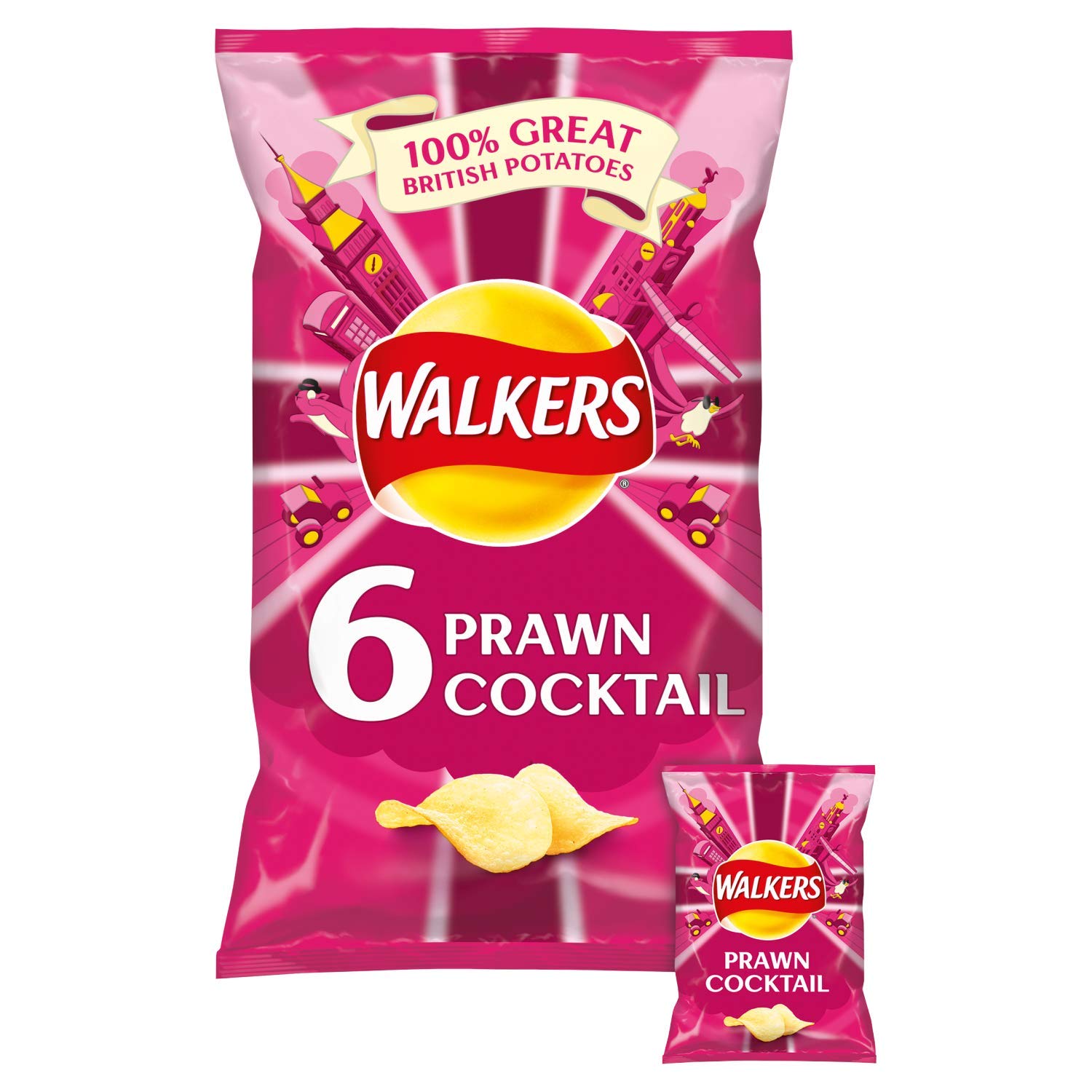 Walkers Prawn Cocktail Crisps 6 PACK