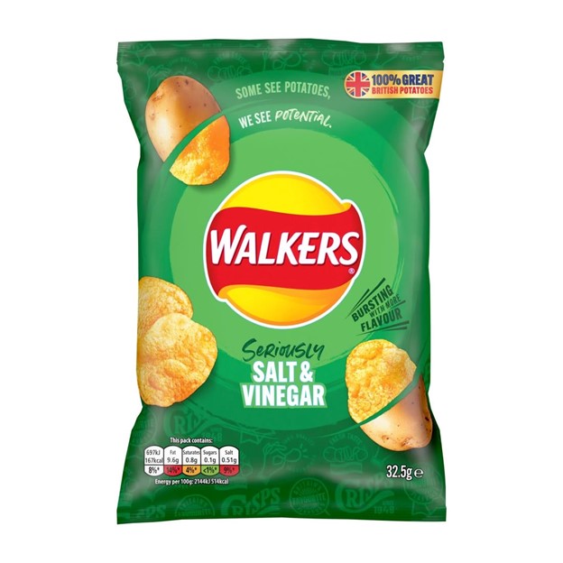 Walkers Salt and Vinegar Crisps Singles 32.5g