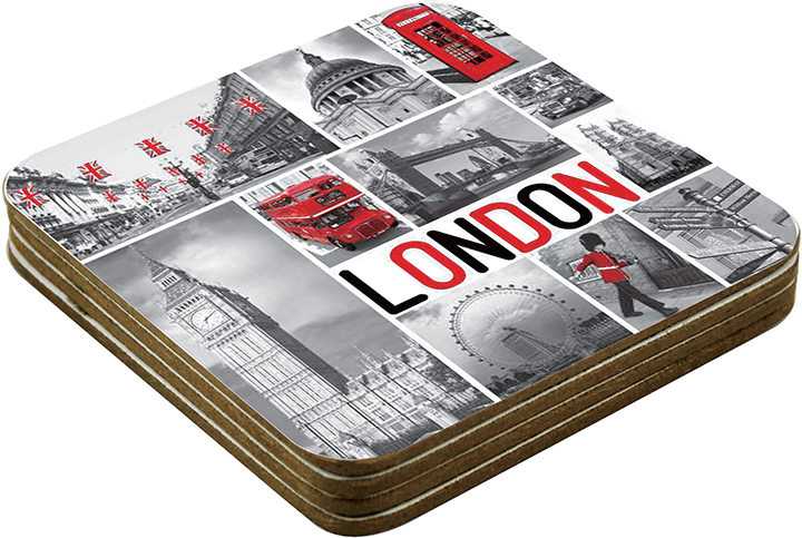 LONDON COASTER SET black red