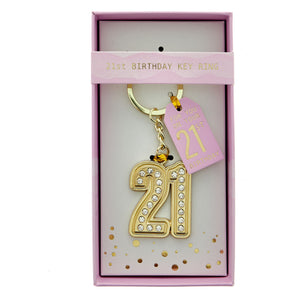 21st Birthday keyring pink