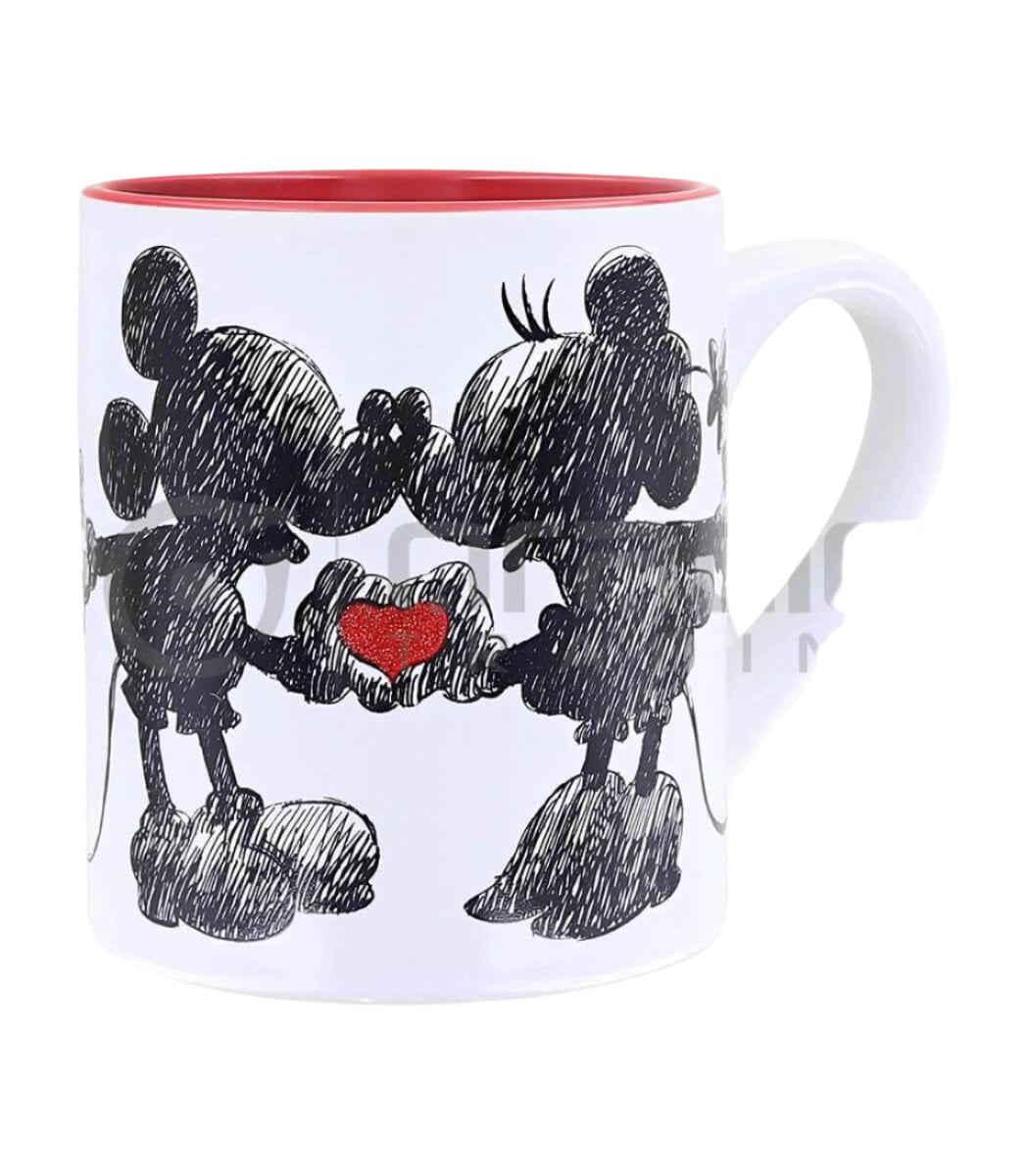 Mickey & Minnie Mouse Mug – Hearts (Glitter)