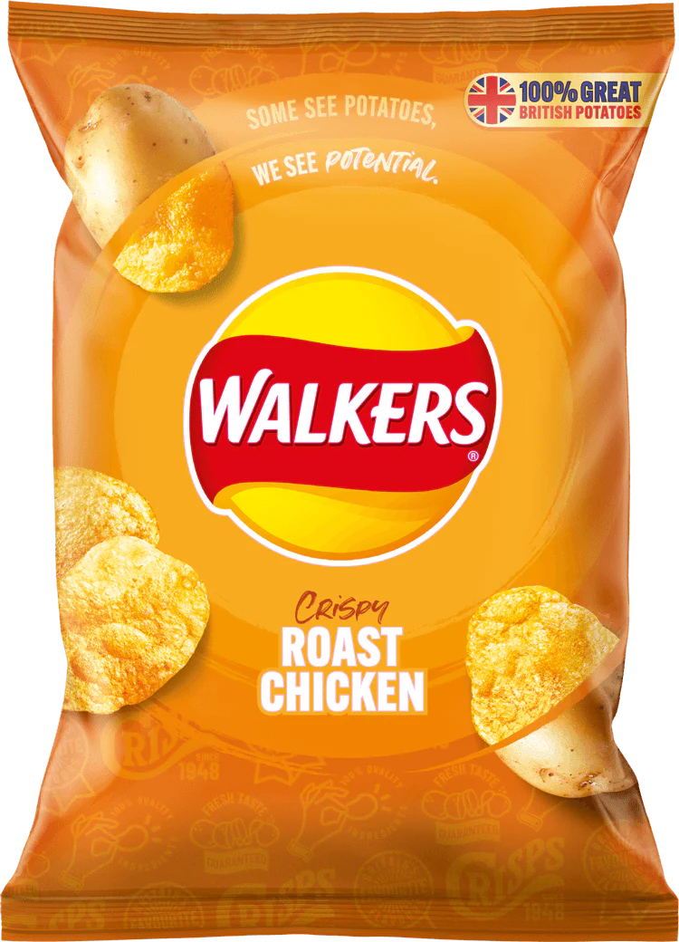 Walkers Crisps Roast Chicken 32.5g low date August 31 st 2024